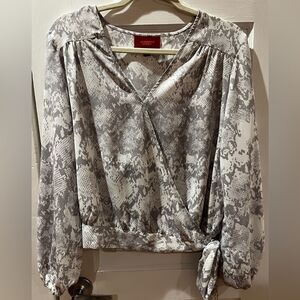 Jennifer Lopez Snake Skin Printed Self Tie Crossover Blouse Size Large